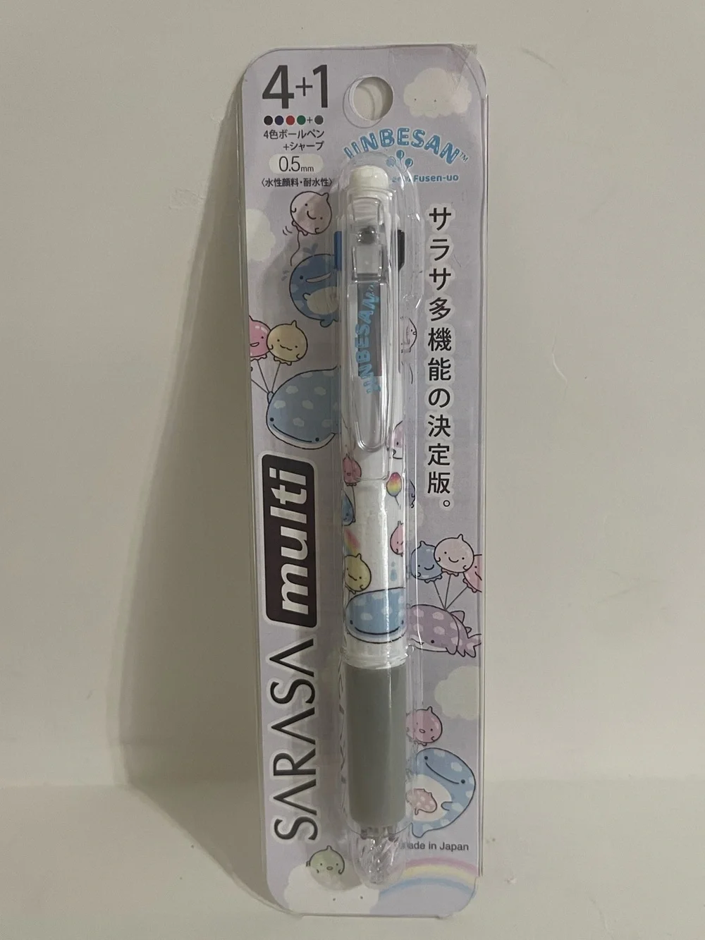 San-X Jinbesan Sarasa 4+1 Multicolor Pen and Mechanical Pencil